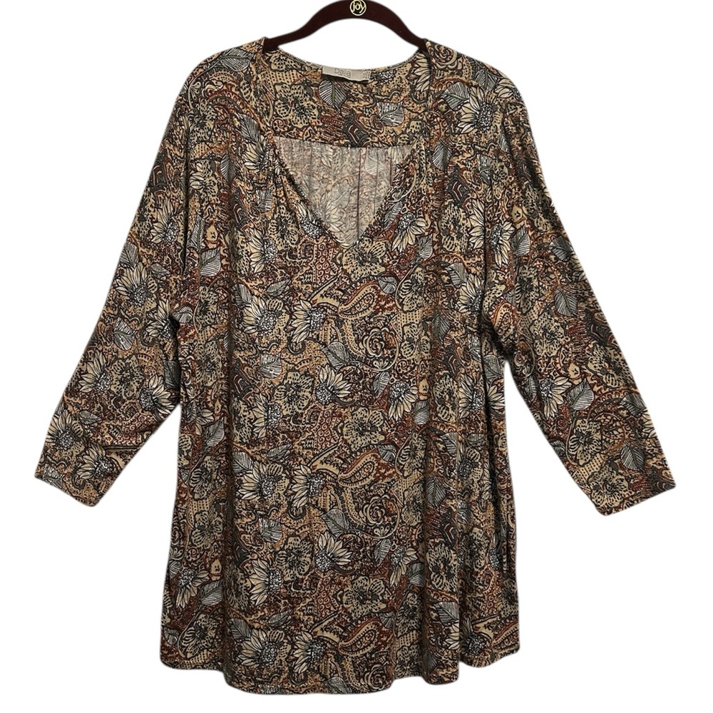 V-Neck Dalia Floral Viscose Blend Top 2X